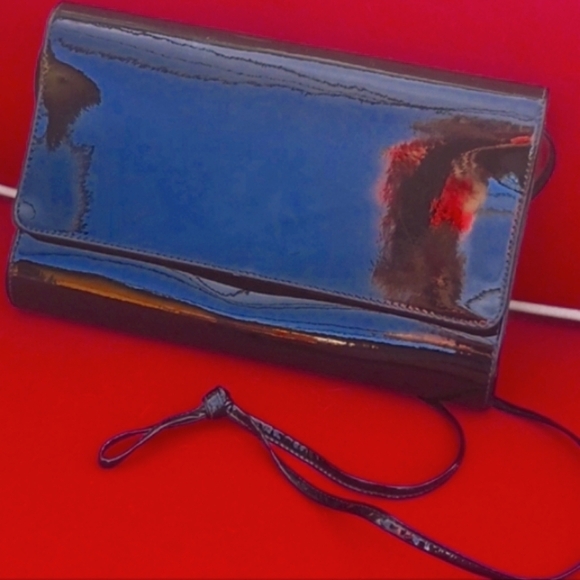 KORET Elegant Black Patent Leather Clutch Handbag - Picture 1 of 5